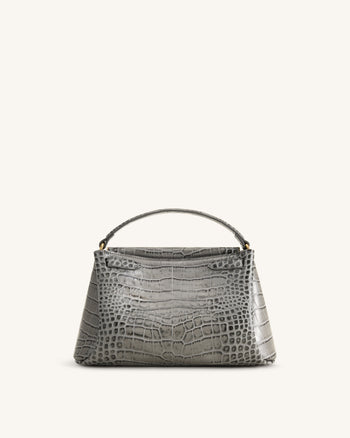 Carmen Henkeltasche - Graue Kroko-Optik