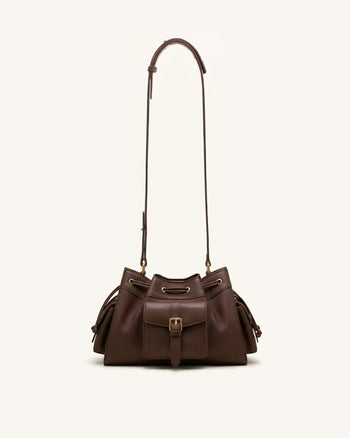 Harper Schultertasche mit Kordelzug - Braun