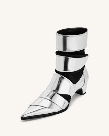 Emily Riemen-Stiefeletten - Silber