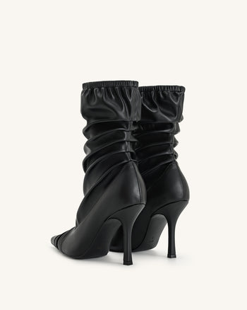 Joanne Lederstiefeletten mit Paneel-Details - Schwarz