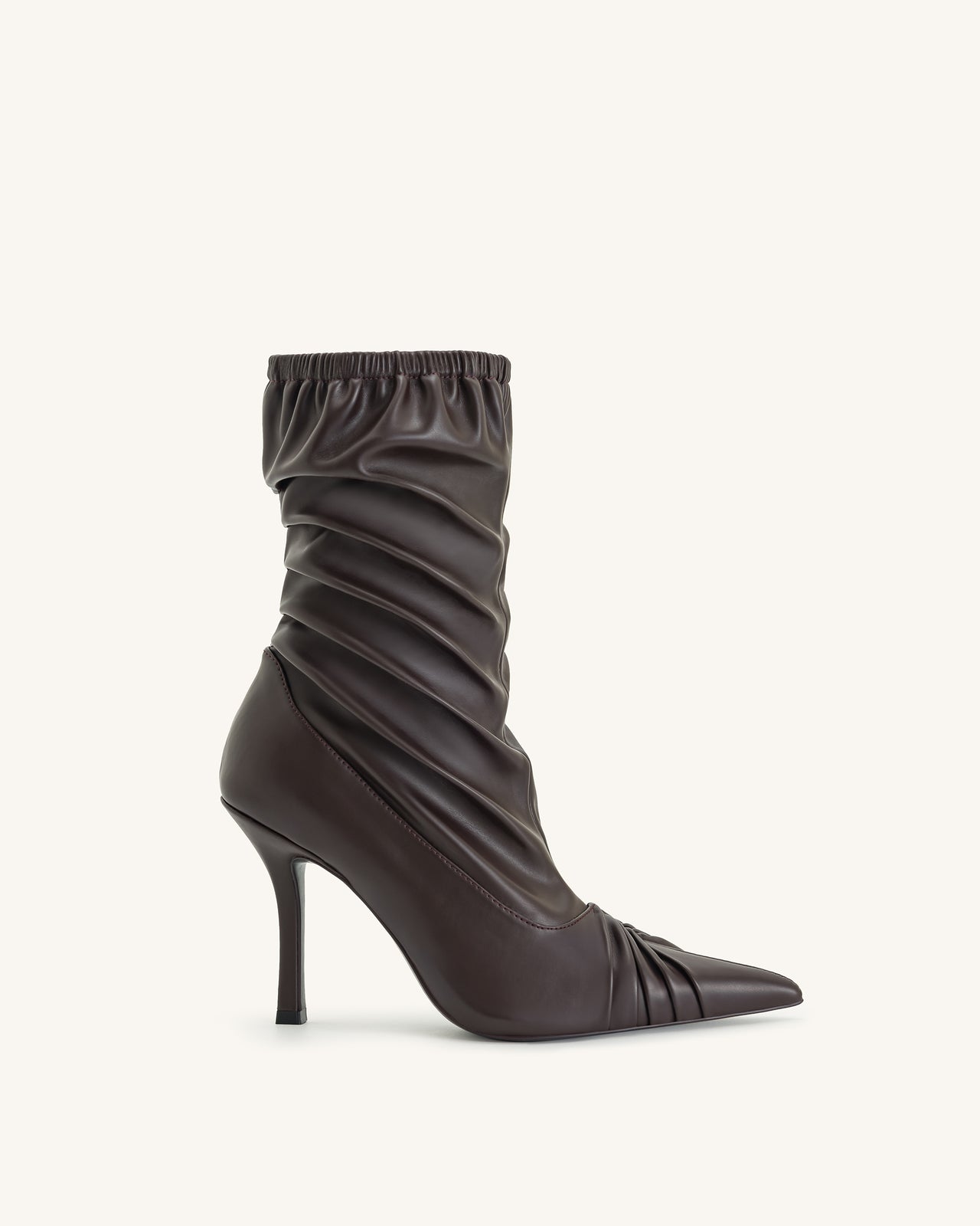 Joanne Lederstiefeletten mit Paneel-Details- Burgundy