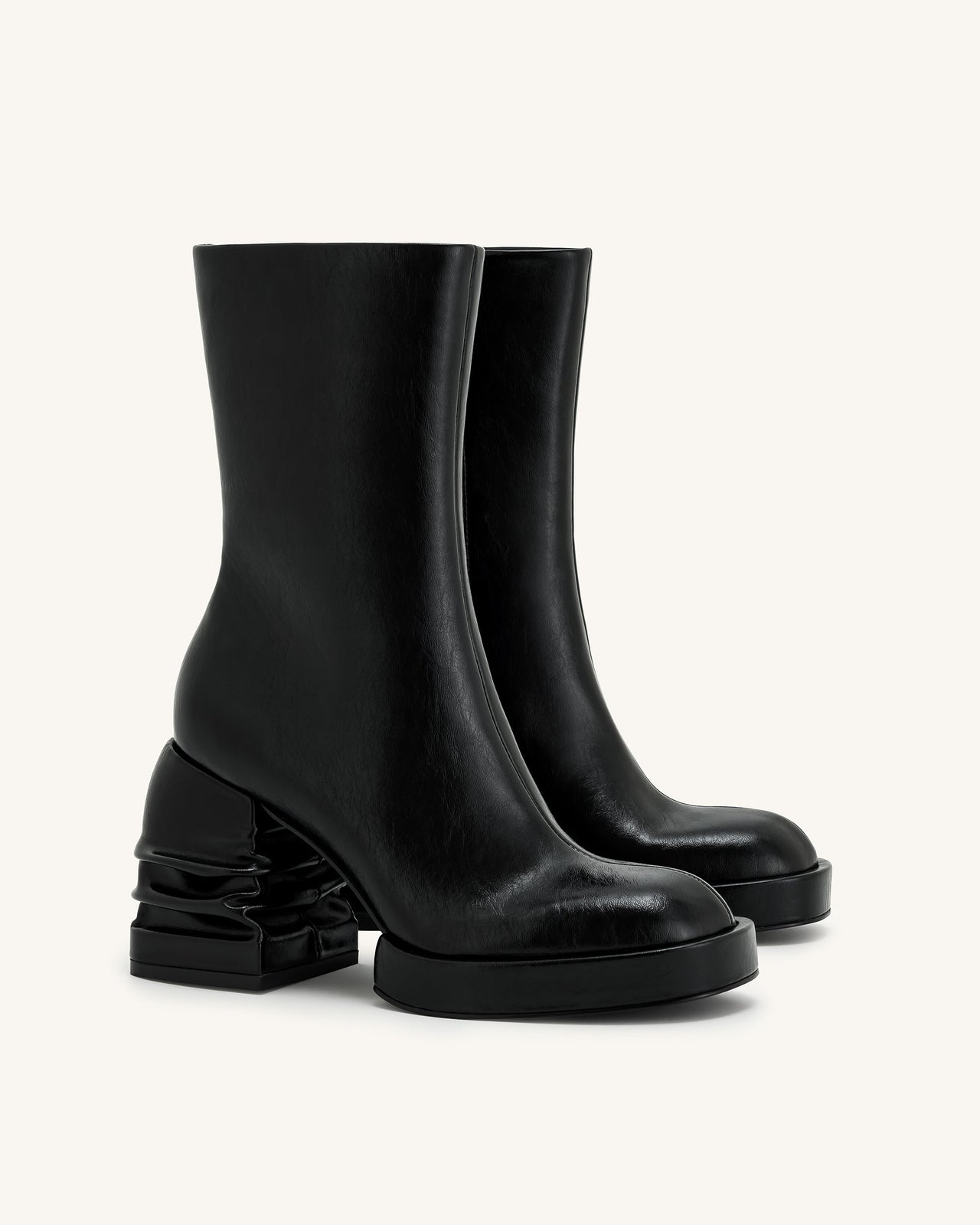 Saylor Plateau-Stiefeletten mit Rundzehen - Schwarz