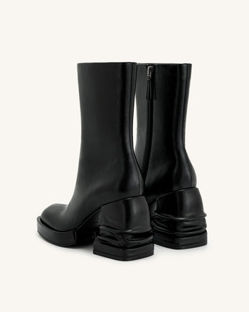Saylor Plateau-Stiefeletten mit Rundzehen - Schwarz