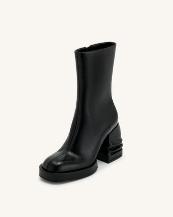 Saylor Plateau-Stiefeletten mit Rundzehen - Schwarz
