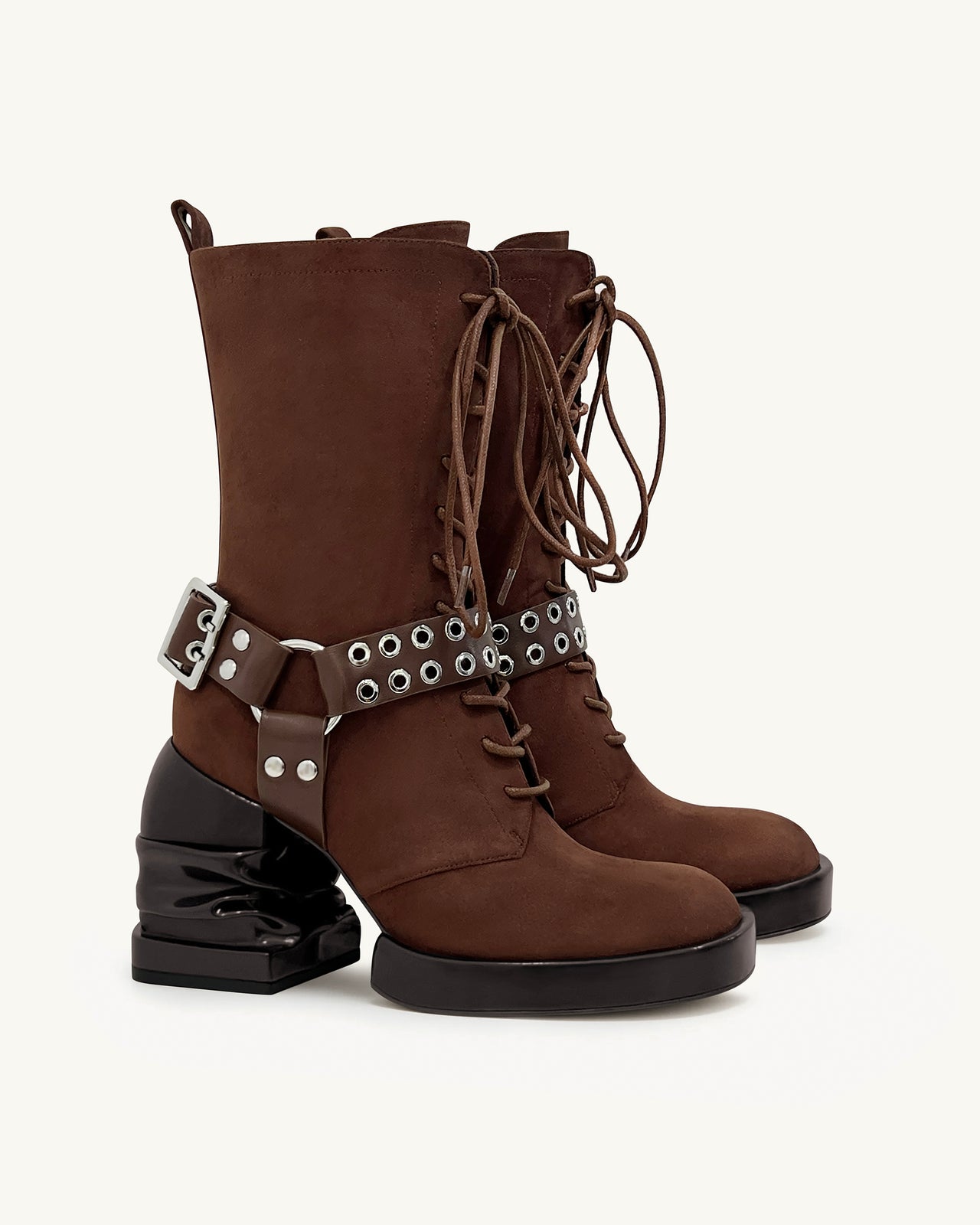 Saylor Runde Zehen Plattform Schnallenstiefel - Braun