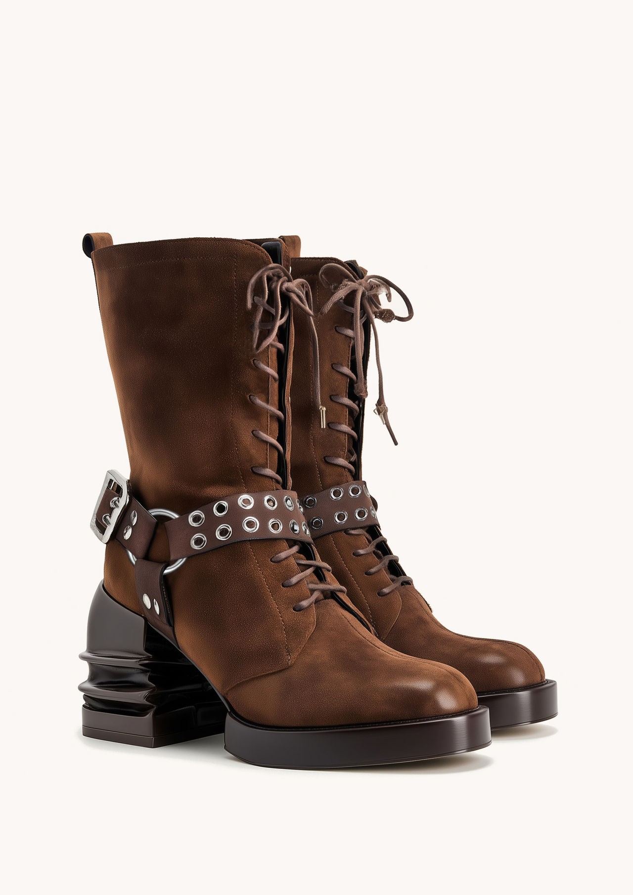 Saylor Runde Zehen Plattform Schnallenstiefel - Braun