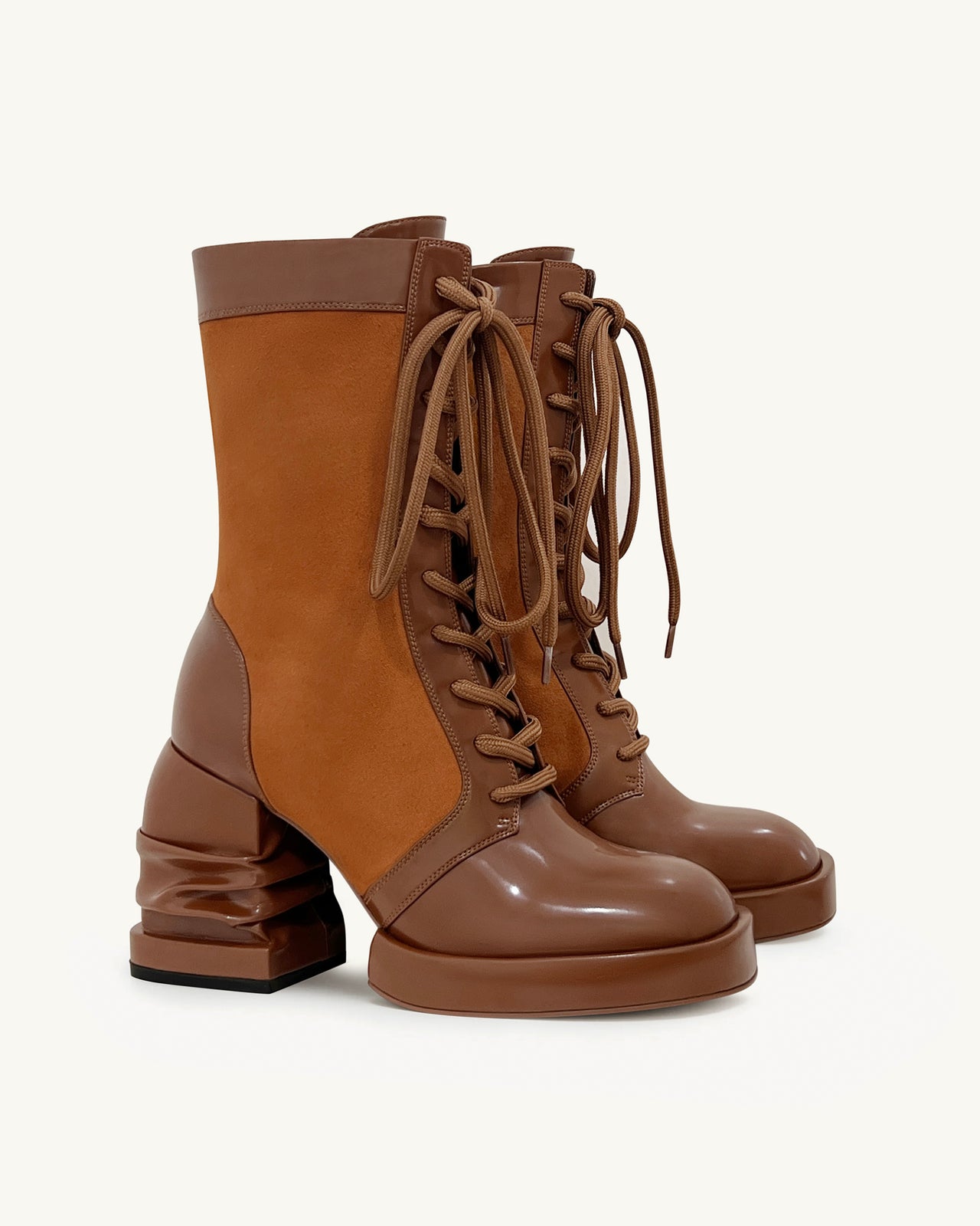 Saylor Runde Zehen Plattform Schnürstiefel - Braun