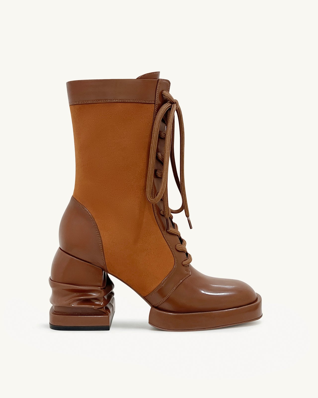 Saylor Runde Zehen Plattform Schnürstiefel - Braun