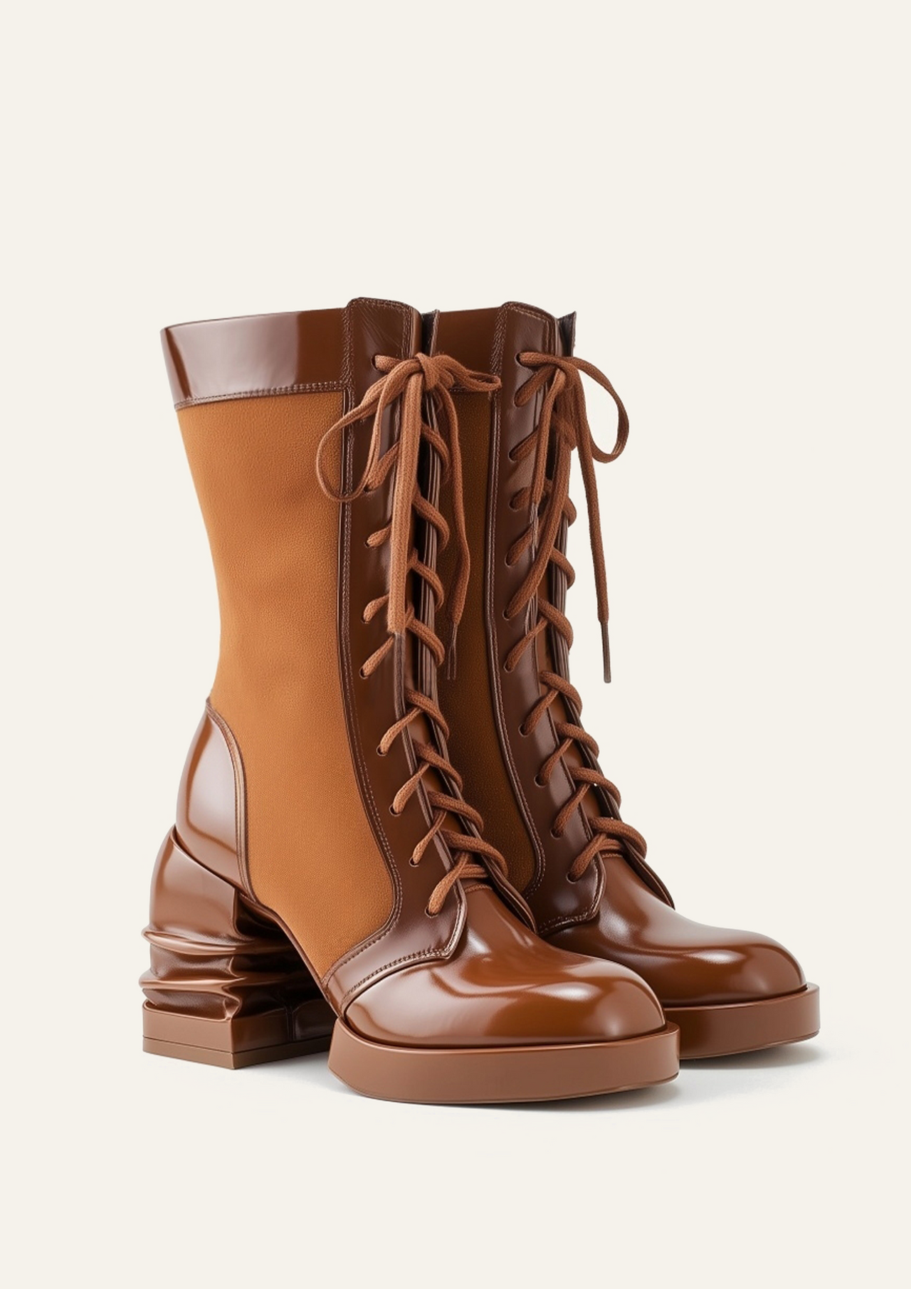 Saylor Runde Zehen Plattform Schnürstiefel - Braun