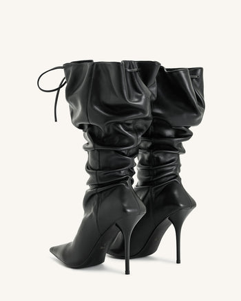Olivia Leder High Heel Stiefel - Schwarz