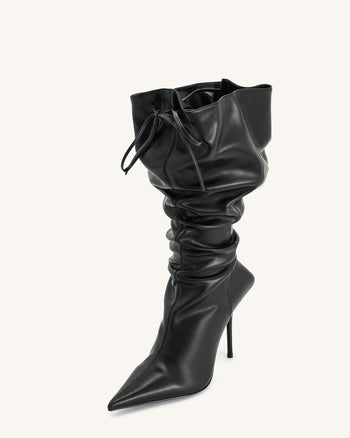 Olivia Leder High Heel Stiefel - Schwarz