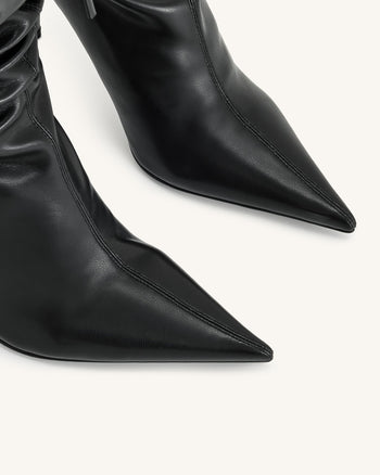 Olivia Leder High Heel Stiefel - Schwarz