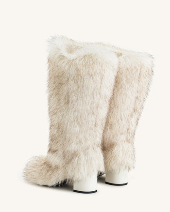 Isabella Schlaffe Kunstpelz Stiefel - Weiß