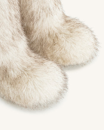 Isabella Schlaffe Kunstpelz Stiefel - Weiß