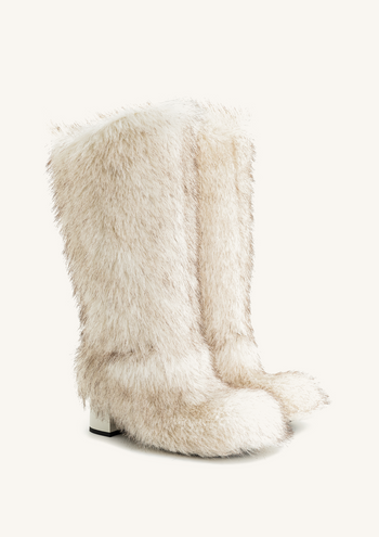 Isabella Schlaffe Kunstpelz Stiefel - Weiß