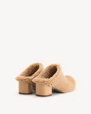 Isabella Schlaffe Kunstpelz-Mules - Braun