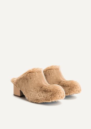 Isabella Schlaffe Kunstpelz-Mules - Braun