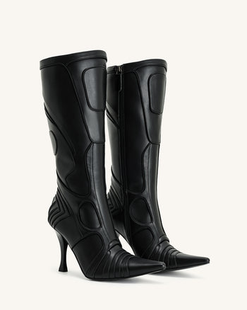 Odette Futuristische Stiefeletten mit Absatz - Schwarz