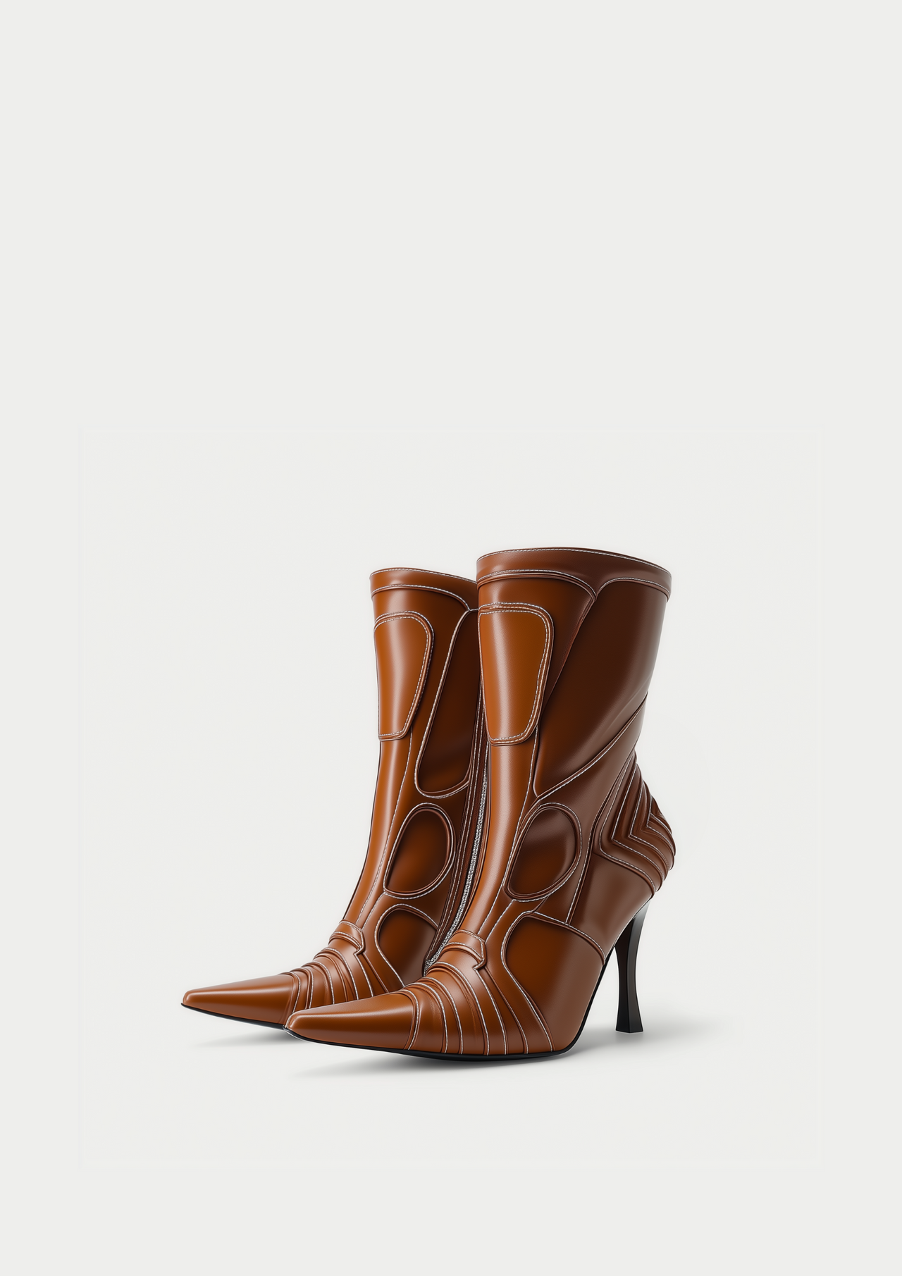Odette Futuristische High Heel Bike Knöchelstiefel - Braun