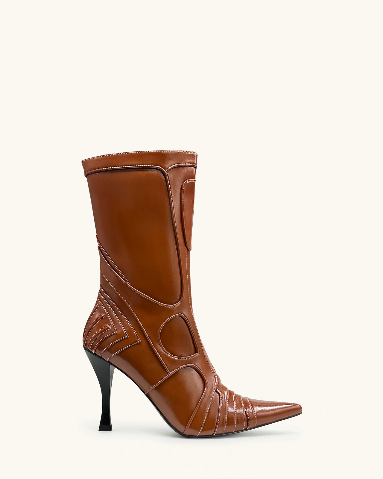 Odette Futuristische High Heel Bike Knöchelstiefel - Braun