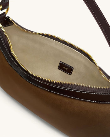 Lily Schultertasche aus Kunstvelours - Dunkelbraun