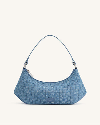 Lily Schultertasche - Blaues Denim-Gewebe