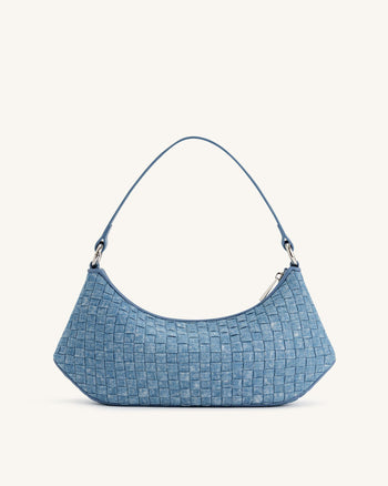 Lily Schultertasche - Blaues Denim-Gewebe