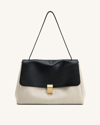 Hilary Schultertasche – Schwarzes Canvas