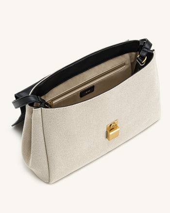 Hilary Schultertasche – Schwarzes Canvas
