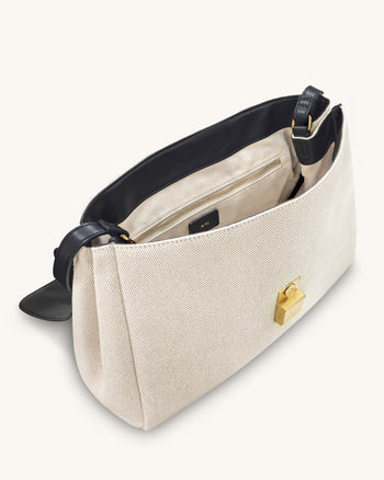 Hilary Schultertasche – Schwarzes Canvas