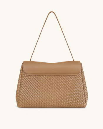 Hilary Geflochtene Schultertasche – Kamel