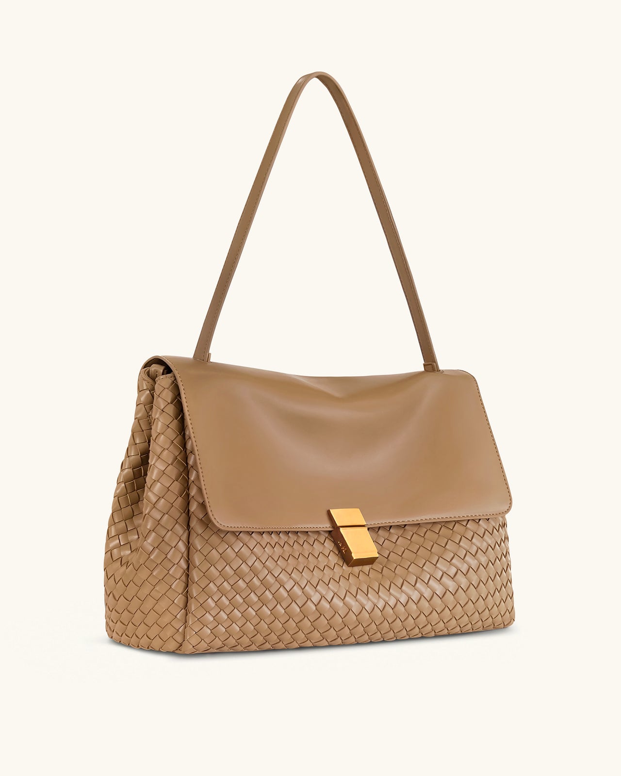 Hilary Geflochtene Schultertasche – Kamel