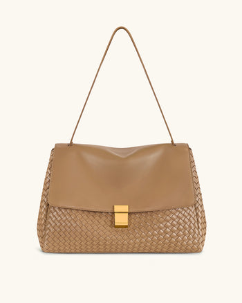 Hilary Geflochtene Schultertasche – Kamel