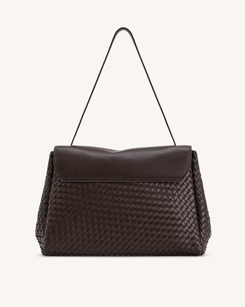 Hilary Geflochtene Schultertasche – Dunkelbraun