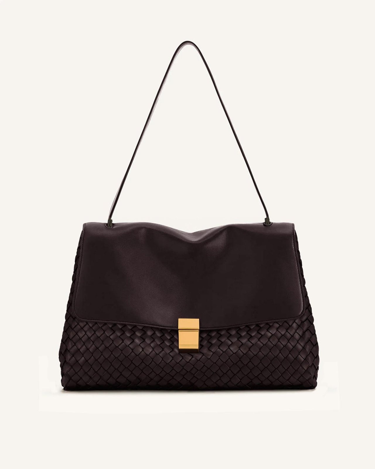 Hilary Geflochtene Schultertasche – Dunkelbraun