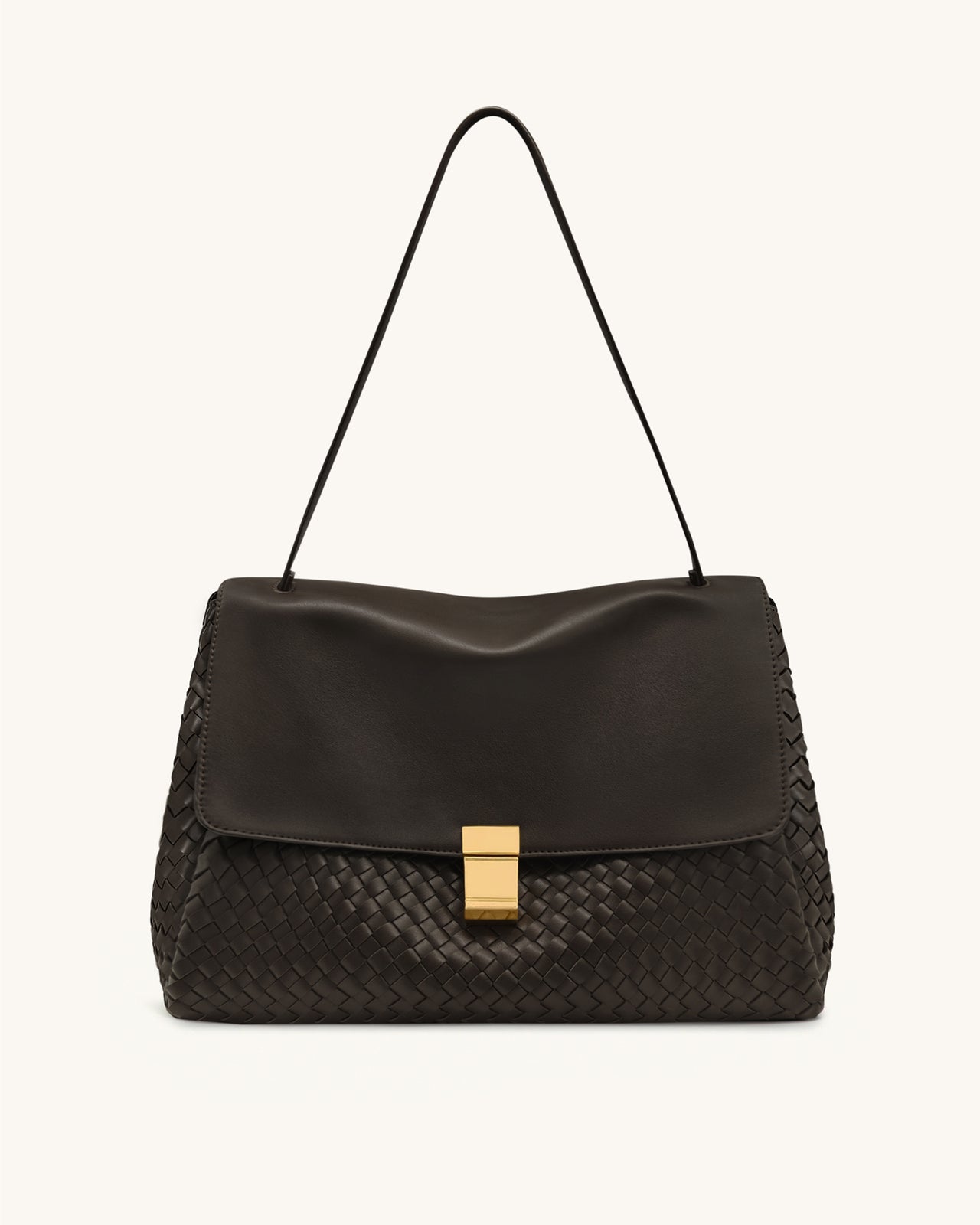 Hilary Geflochtene Schultertasche – Dunkelbraun