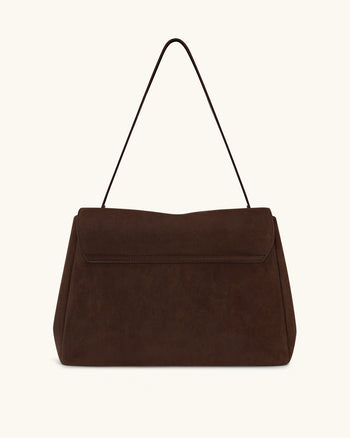 Hilary Schultertasche aus Kunstwildleder – Dunkelbraun
