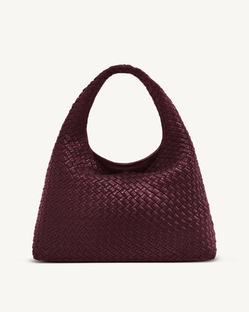 Iaura Schultertasche mit Flechtmuster – Tiefburgunder