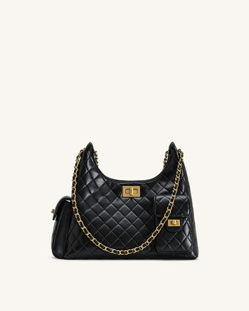Vivian Gesteppte Kettenschultertasche - Schwarz