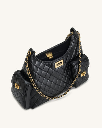Vivian Gesteppte Kettenschultertasche - Schwarz