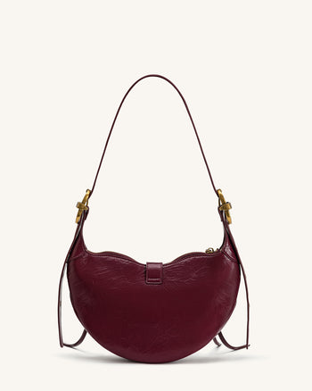 Tessa Nieten-Schultertasche – Burgunderrot