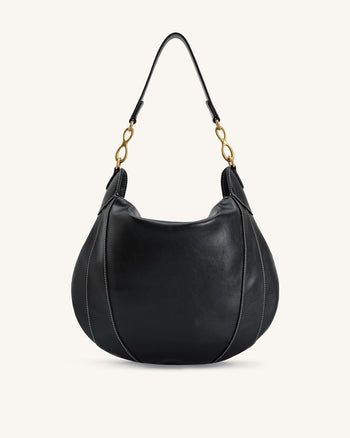 Daria Metallanhänger Verzierte Schultertasche - Schwarz