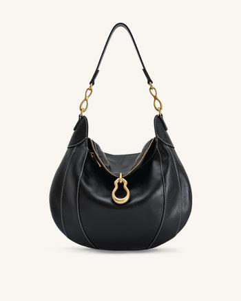 Daria Metallanhänger Verzierte Schultertasche - Schwarz
