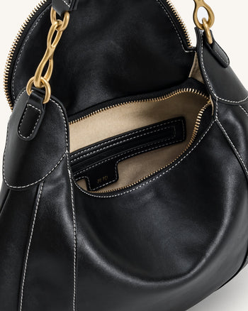 Daria Metallanhänger Verzierte Schultertasche - Schwarz