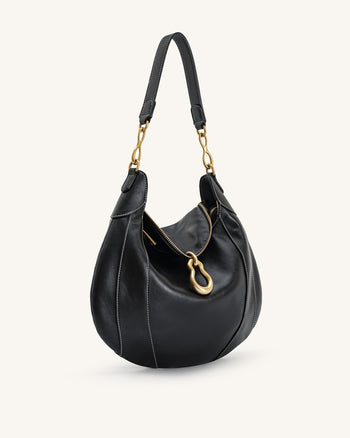 Daria Metallanhänger Verzierte Schultertasche - Schwarz