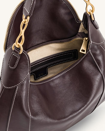 Daria Metallanhänger Verzierte Schultertasche - Dunkelbraun