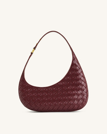 Harlee Schultertasche mit Flechtstruktur – Burgunderrot