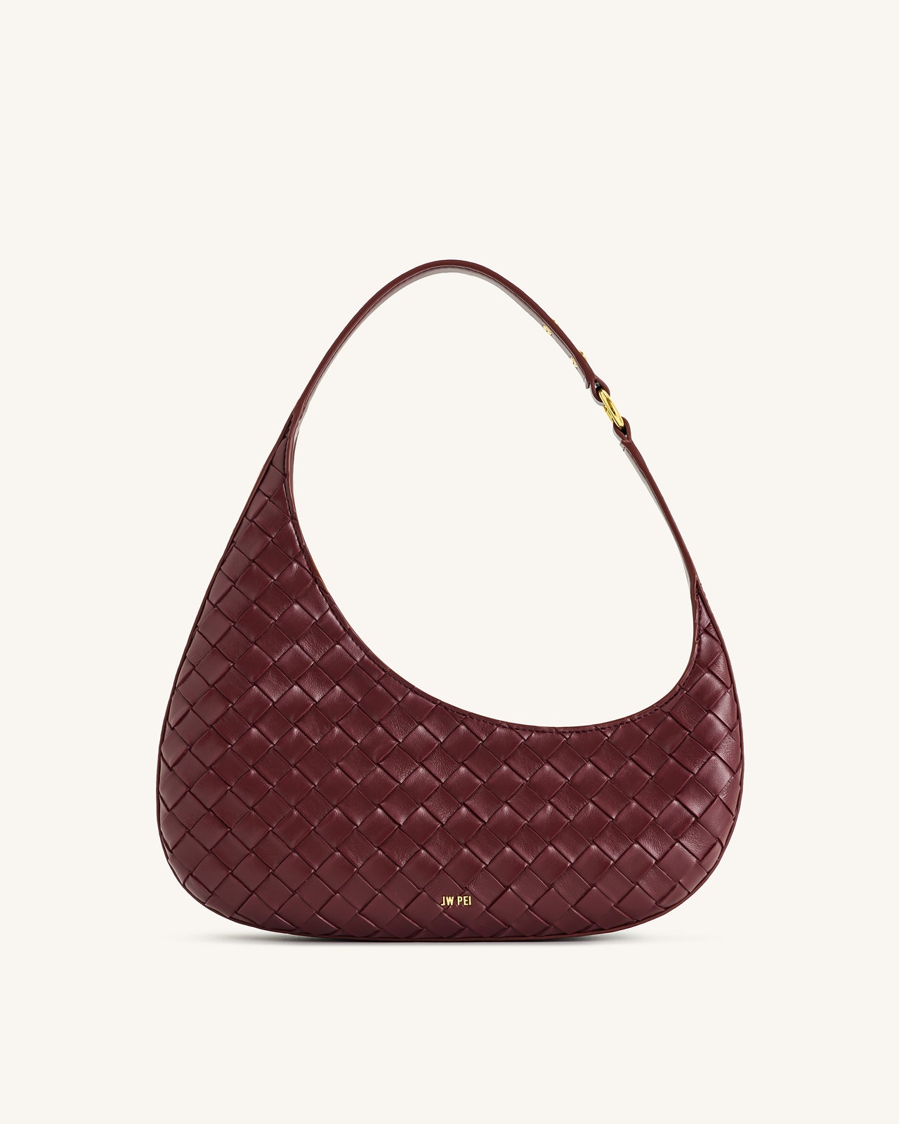 Harlee Schultertasche mit Flechtstruktur – Burgunderrot
