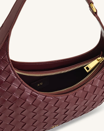 Harlee Schultertasche mit Flechtstruktur – Burgunderrot