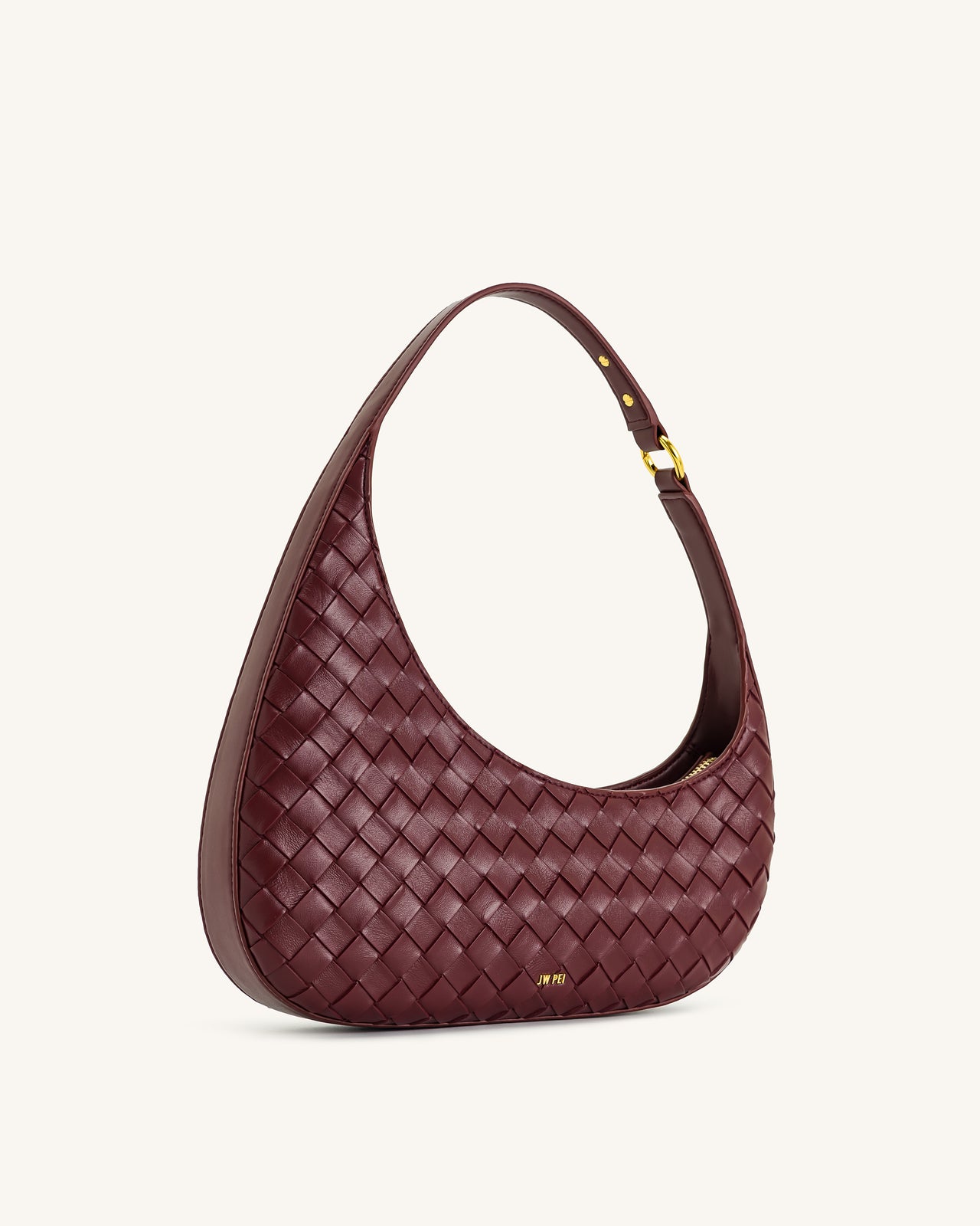 Harlee Schultertasche mit Flechtstruktur – Burgunderrot